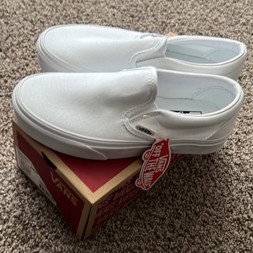 White slip on vans